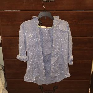 Denim polka dot cardigan